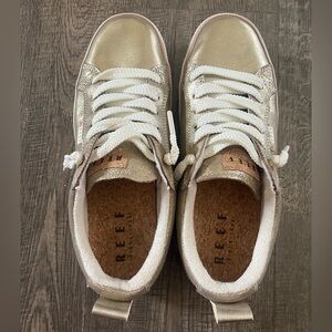 Reef Metallic Gold Low-Top Sneakers with White Laces